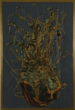 RAMUCCIK Meteora gialla. Tempera su carta. Cm 70,00 x 100,00. . Cornice presente