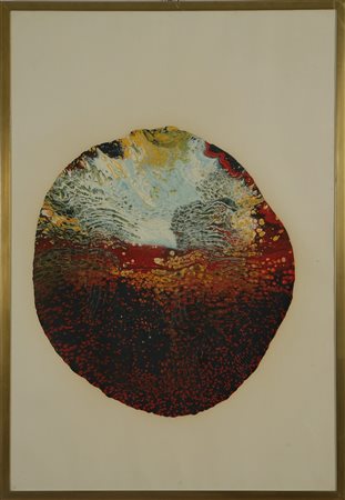 RAMUCCIK Acquario. Tempera su carta. Cm 70,00 x 100,00. . Cornice presente