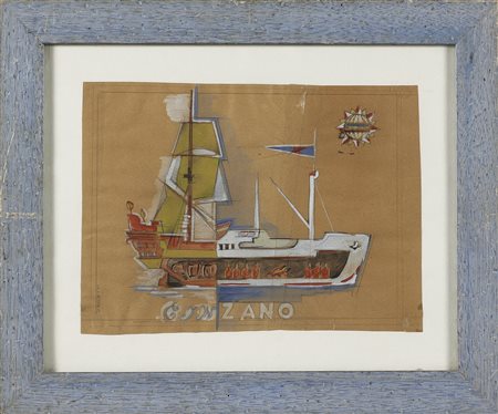 BONETTI UBERTO (1909 - 1993) Studio per pubblicità - Cinzano. Tecnica mista...