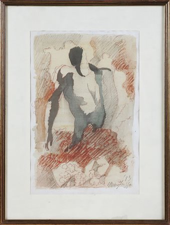 MENEGHESSO PAOLO (n. 1932) Senza titolo. 1983. Tecnica mista su carta. Cm...