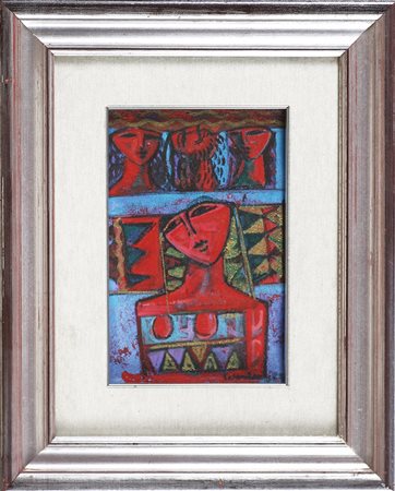 Senza titolo. 1989. Olio su cartone. Cm 20,00 x 30,00. Firma e anno in basso...