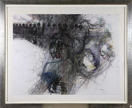 SCIANNA FRANCESCO (n. 1942) Il distacco. 1982. Tecnica mista su carta. Cm...