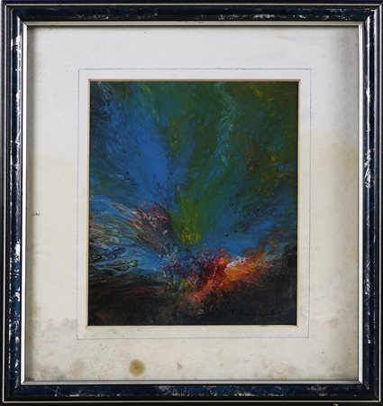 Senza titolo. 1992. Olio su cartone. Cm 19,00 x 22,00. Firma - Tiziano...