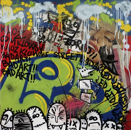 (ALESSANDRO APOLLONIO) LED (n. 1977) Bad art. 2011. Tecnica mista su tela. Cm...