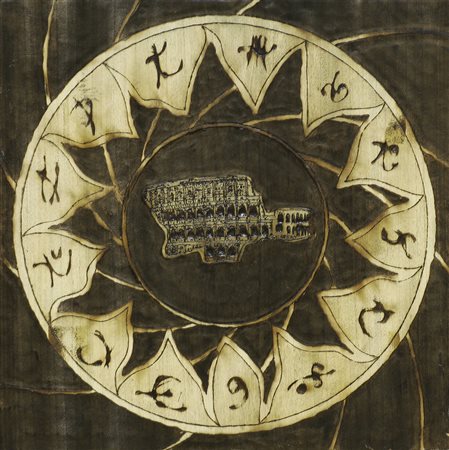 MARANGON STEFANO (n. 1969) L'era. 2011. Tecnica mista su tavola. Cm 30,00 x...