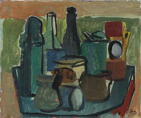 ANONIMO Natura morta. Olio su tela . Cm 56,00 x 45,50 x 2,00. Firma e data in...