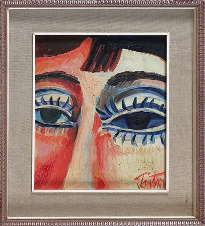 PANTIERI PIER CLAUDIO (n. 1927) Volto. Olio su tela . Cm 30,00 x 35,00. Firma...