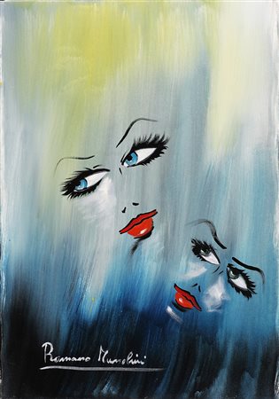 MUSSOLINI ROMANO (1927 - 2008) Occhi. Olio su tela . Cm 50,00 x 70,00 x 1,50....