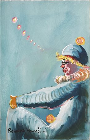 MUSSOLINI ROMANO (1927 - 2008) Il re del circo. Olio su tela . Cm 40,00 x...