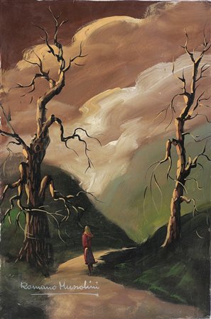 MUSSOLINI ROMANO (1927 - 2008) Solitudine. Tecnica mista su tela. Cm 40,00 x...