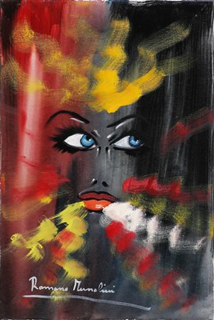 MUSSOLINI ROMANO (1927 - 2008) Occhi. Olio su tela . Cm 40,00 x 60,00 x 1,50....