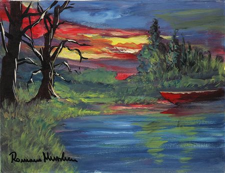 MUSSOLINI ROMANO (1927 - 2008) Paesaggio. Olio su tela . Cm 45,00 x 35,00....