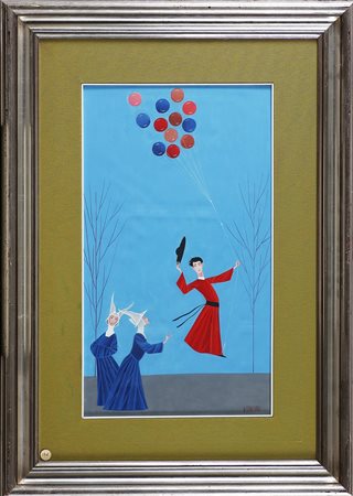 CANEVARI VENIERO (1926 - 1988) Suore e prelato. Olio su tavola. Cm 34,00 x...