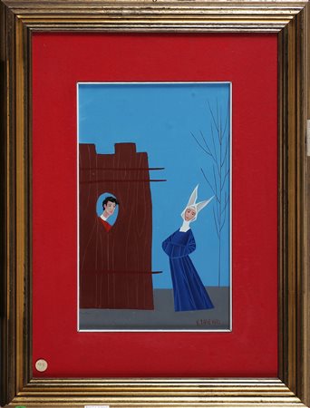 CANEVARI VENIERO (1926 - 1988) Suora e prelato. Olio su tavola. Cm 25,00 x...