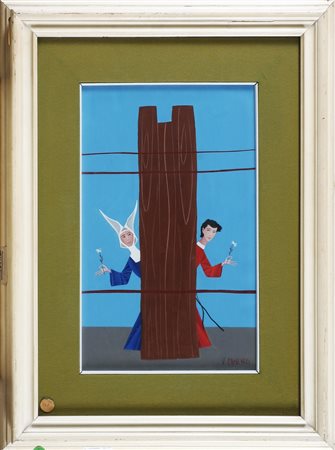 CANEVARI VENIERO (1926 - 1988) Suora e prelato. Olio su tavola. Cm 25,00 x...