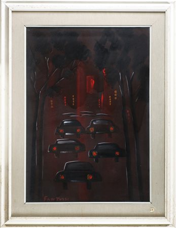 FANTUZZI ELIANO (1909 - 1987) Auto. Olio su tela . Cm 50,00 x 70,00. Firma in...