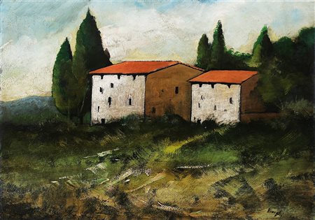 BORGHI Senza titolo. Olio su compensato. Cm 70,00 x 50,00. Firma in basso a...