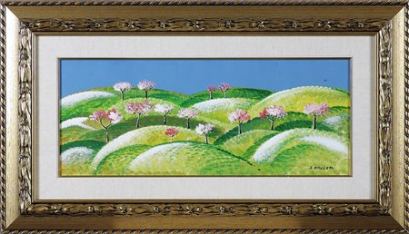 RAGGETTI ANTONIO Senza titolo. Olio su tavola. Cm 62,00 x 25,00. Firma in...