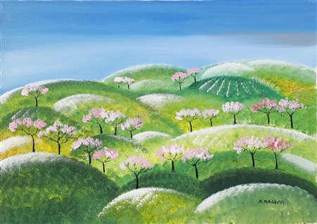 RAGGETTI ANTONIO Senza titolo. Olio su tela . Cm 70,00 x 50,00. Firma in...