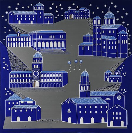 SIMONI DANIELE Senza titolo. 2009. Olio su tela . Cm 100,00 x 100,00. Al...