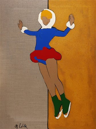 LODOLA MARCO (n. 1955) Senza titolo. Smalti su tela grezza. Cm 90,00 x 120,00...