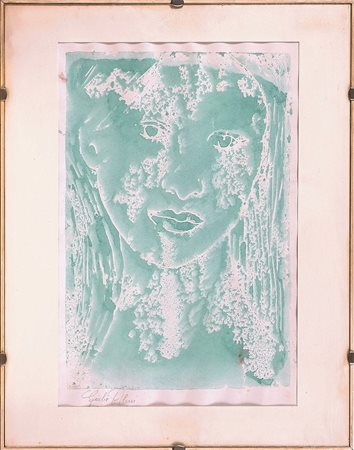 Senza titolo. Tecnica mista su carta. Cm 25,00 x 38,00. Firma in basso a...