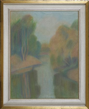 Senza titolo. Tecnica mista su carta. Cm 47,00 x 60,50. Sigla in basso a...