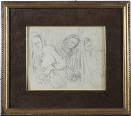NOTTE EMILIO (1891 - 1982) Volti di donne. Matita su carta. Cm 27,50 x 23,00....