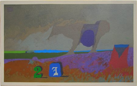 MAZA FERNANDO (n. 1936) 24.9.85 Nogent. 1985. Olio su tela . Cm 61,00 x 38,00.