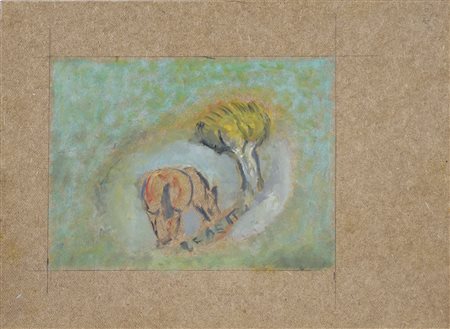 CESETTI GIUSEPPE (1902 - 1990) Sena titolo. Tecnica mista su faesite. Cm...