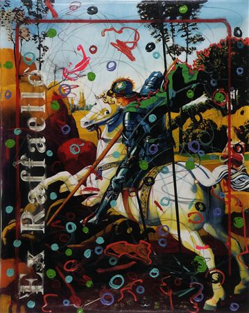 MANERA ENRICO (n. 1947) Ex Raffaello. Ciclo Blu Art. 2009. Smalti e neon su...