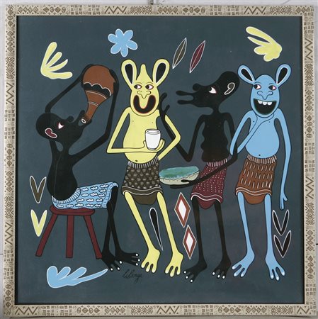 LILANGA GEORGE (1940 - 2005) Tubakishie Nasisi Hayo Maji. 2002. Olio su...