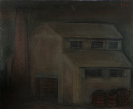 PASETTO REMO (n. 1925) Fabbrica. 1970. Olio su tela . Cm 65,00 x 80,00. Firma...