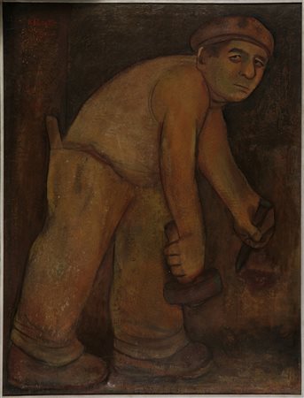 PASETTO REMO (n. 1925) Scalpello. 1965. Olio su tela . Cm 77,00 x 100,00....