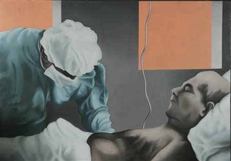 CANTONETTI GIORGIO La cavia. Olio su tela . Cm 100,00 x 70,00. Al retro...