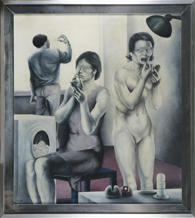 BIFFI LUIGI (1930 - 1974) I gesti. 1972. Olio su tela . Cm 80,00 x 90,00. Al...