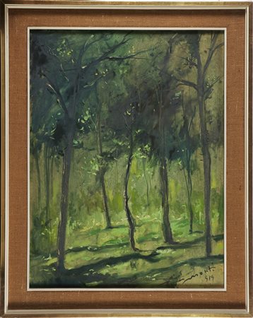 MONTI CESARINO (1916 - 1979) Paesaggio. Olio su tela . Cm 80,00 x 60,00....
