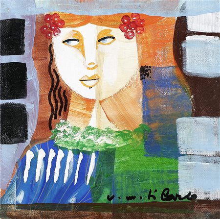 DI CARLO VITTORIO MARIA (n. 1937) Figura. Olio e collage su tela. Cm 20,00 x...