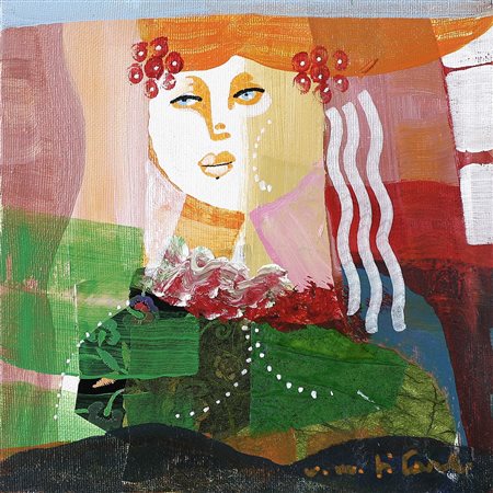 DI CARLO VITTORIO MARIA (n. 1937) Figura. Olio e collage su tela. Cm 20,00 x...