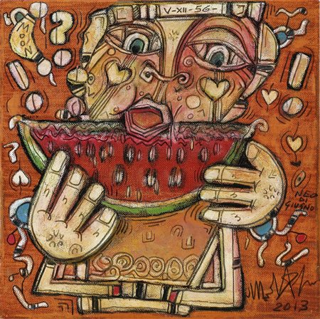 DELEGO MARTINO (n. 1956) Il mangiatore di angurie, più goloso che ehm...