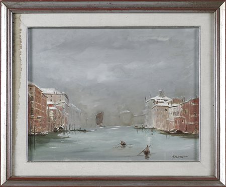 MOROSINI MASSIMO Senza titolo. Olio su tela . Cm 50,00 x 40,00. Firma in...