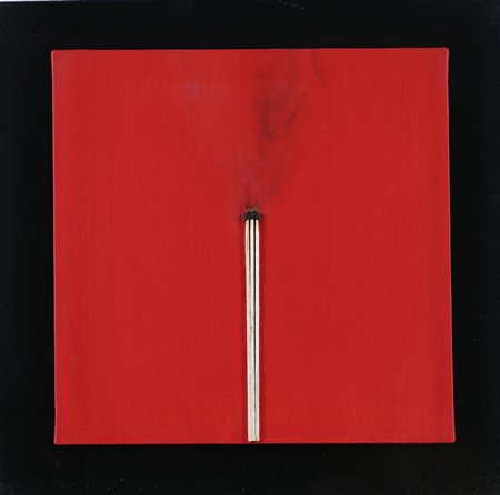 AUBERTIN BERNARD (n. 1934) Dessin de feu. 2010. Fiammiferi bruciati su tela....