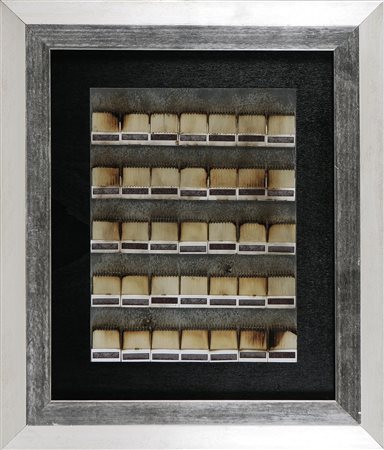 AUBERTIN BERNARD (n. 1934) Senza titolo. 2010. Fiammiferi su lamiera. Cm...