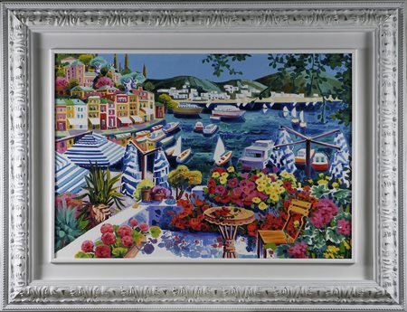 FACCINCANI ATHOS (n. 1951) Un the a Portofino. 2012. Olio su tela . Cm 100,00...