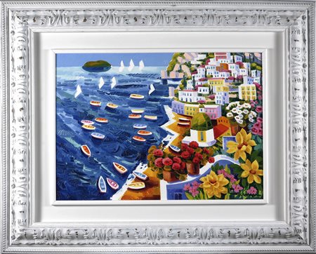 FACCINCANI ATHOS (n. 1951) Delizioso racconto di Positano. 2012. Olio su tela...
