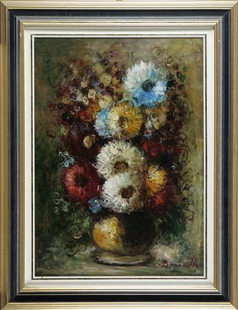 BONCINELLI GIUSI Composizione floreale. 1991. Olio su tavola. Cm 50,00 x...