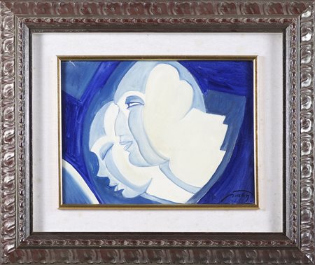 PIVETTA OSVALDO (1922 - 1993) Insieme. Olio su tela . Cm 40,00 x 30,00. Firma...