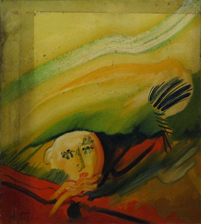 FRATTI FRANCO (1939 - 2002) Testa bassa. Olio su tela. Cm 80,00 x 90,00....