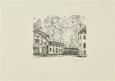 Tono Zancanaro SENZA TITOLO acquaforte, mm 167x217, su foglio cm 35x49,5; es....