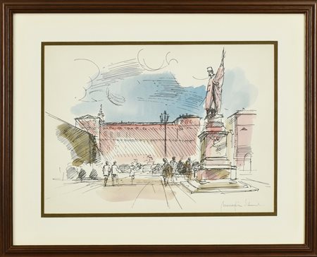 Edmondo Maneglia PALAZZO REALE, TORINO litografia su carta, cm 35x45 firma